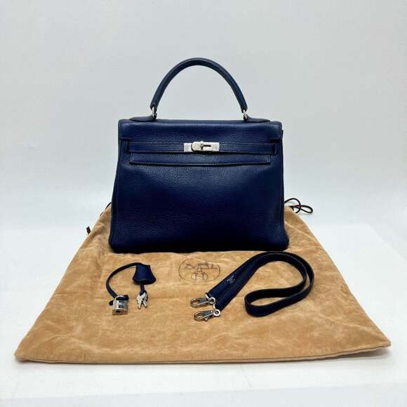 HERMES Kelly 32, Inseam, 2-Way Handbag, Taurillon Clemence Leather, Women's, ... - Picture 16 of 16